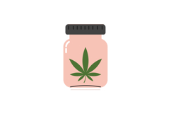 Cannabis jar with green marijuana leaf and black lid simple Product Image 1