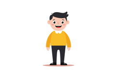 Young smiling boy with black hair wearing yellow sweater and Product Image 1