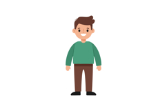 Smiling young boy standing casual pose flat design vector ar Product Image 1