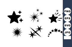 Black star shapes collection with sparkle and burst effects Product Image 1