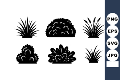 Various black silhouette ornamental bushes and grass plants Product Image 1