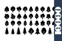 Silhouette tree icons with various deciduous and conifer Product Image 1