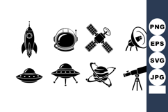 Space exploration icons including rocket, astronaut helmet, Product Image 1