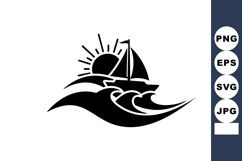 Sailboat sailing on ocean waves with sun shining above vecto Product Image 1