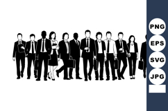 Business people walking in group vector illustration in blac Product Image 1