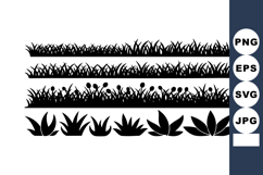 Grass and leaf silhouettes with natural shapes and botan Product Image 1