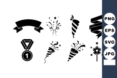 Celebration and Award Vector Icons with Party Poppers and Me Product Image 1