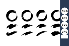 Abstract black brush stroke circle and line vector illustrat Product Image 1