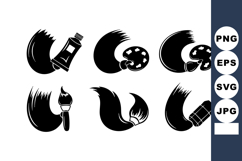 Abstract black paint brush strokes with tube brush palette a Product Image 1