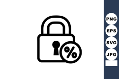 Padlock with Percentage Symbol Security Concept Vector Illus Product Image 1