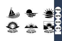 Boat waves river days sailboat sunset mountain landscape bla Product Image 1