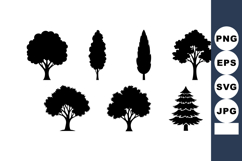 Tree silhouettes vector with diverse shapes and types fo Product Image 1