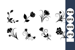 Black floral decorative elements vector with simple and Product Image 1