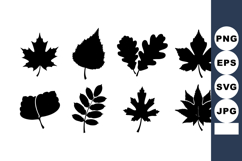 Silhouette vector illustration of diverse tree leaves shapes Product Image 1