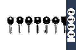 black keys with unique shapes and designs vector illu Product Image 1