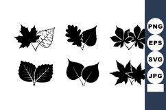 Black silhouette autumn leaves vector illustration Product Image 1