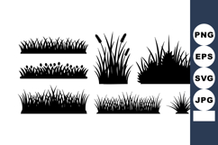 Various Grass Silhouettes Vector for Natural Landscape D Product Image 1