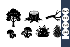 Various forest nature elements including tree, stump, branch Product Image 1