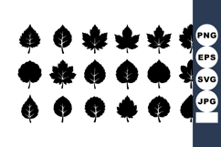 various black silhouette leaves vector icons in simple Product Image 1