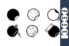 Vector of six black and white clock icons with peeling s Product Image 1