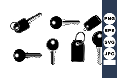 Black and white key icons with keychains vector illustration Product Image 1