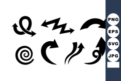 six black arrow icons with different curved and zigza Product Image 1