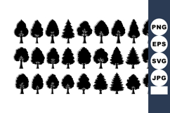 Silhouette Tree Vector Collection with Diverse Leaf and Pine Product Image 1