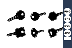 six black house keys isolated on white background vec Product Image 1