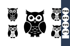 Owl silhouette collection with black and white vector il Product Image 1