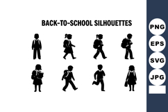 Back to school children silhouettes vector with backpacks an Product Image 1