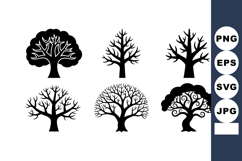 Black silhouette bare trees vector with various branch s Product Image 1