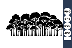 Black Silhouette of Pine Trees Forest Vector Illustration fo Product Image 1
