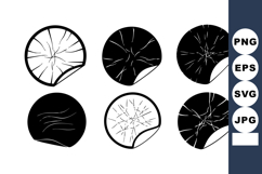 Cracked circle shapes vector illustration in black and white Product Image 1