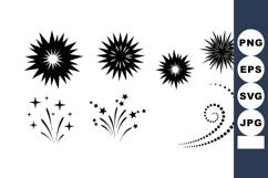 Fireworks icons with star sparks and spiral trail vector Product Image 1
