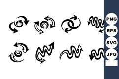 Abstract black swirl and arrow vector icons with dynamic mov Product Image 1