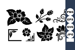 Floral decorative elements vector with leaves and ornate Product Image 1