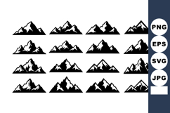 Mountain silhouettes collection with various peaks shapes in Product Image 1