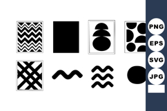 Abstract black and white geometric shapes vector with zigzag Product Image 1