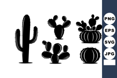Silhouette cactus vector with various shapes and sizes i Product Image 1