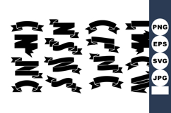 Collection of black ribbon banners in various shapes and sty Product Image 1