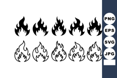 Fire flame icons with black and outline style for graphi Product Image 1