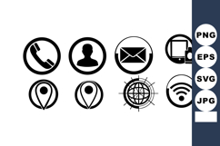 Communication and Location Icon with Phone Email Wifi Sy Product Image 1