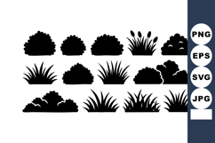 Variety of black silhouette grass and bush vector elements f Product Image 1