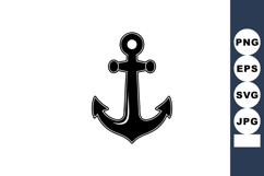 Black anchor silhouette nautical symbol vector illustration Product Image 1