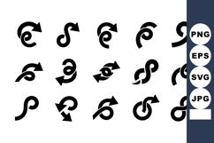 Collection of black curved arrows vector icons in various di Product Image 1