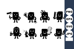 Cartoon Paint Roller Characters Expressing Various Emotions Product Image 1