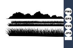 Grass silhouette vector with various grass types and bus Product Image 1