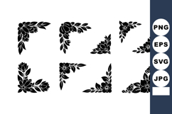 Decorative floral corner elements vector with black Product Image 1