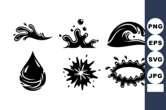 Water splash droplets wave and drop icons vector illustratio Product Image 1