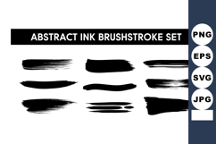 Abstract ink brushstroke set black ink design elements vecto Product Image 1